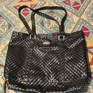 American Flyer Woven Leather Tote